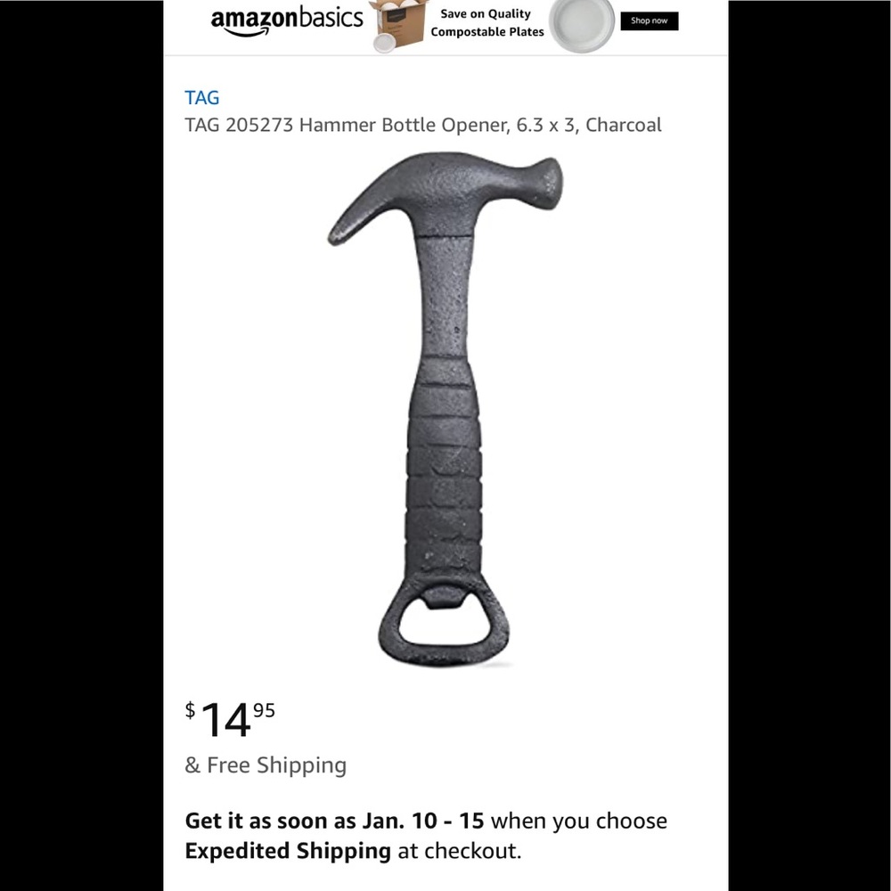 Blksmith‎ hammer bottle opener. NWT